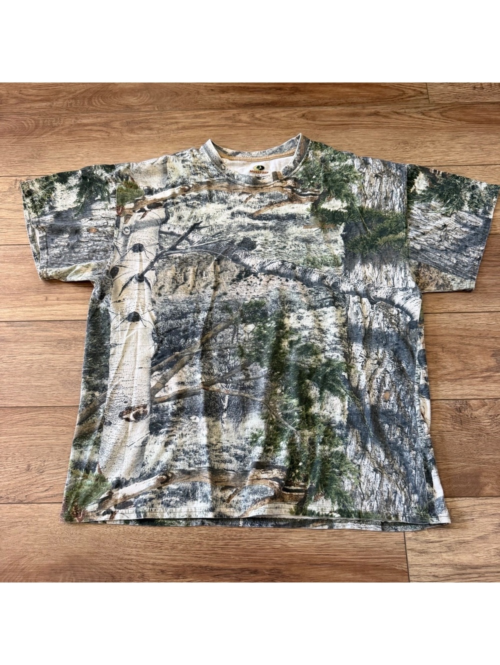 Mossy Oak Camo Hunting T-Shirt Men's XL Birch Tree Bark SS
